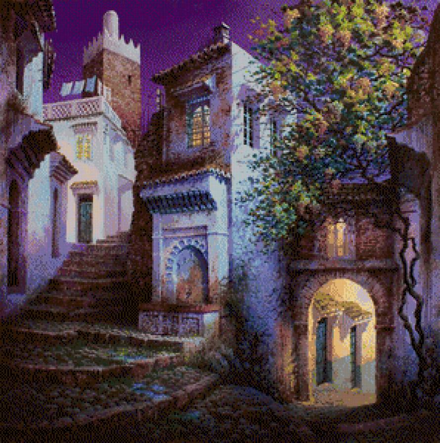 Ночной город 2 - пейзаж, дом, город - предпросмотр