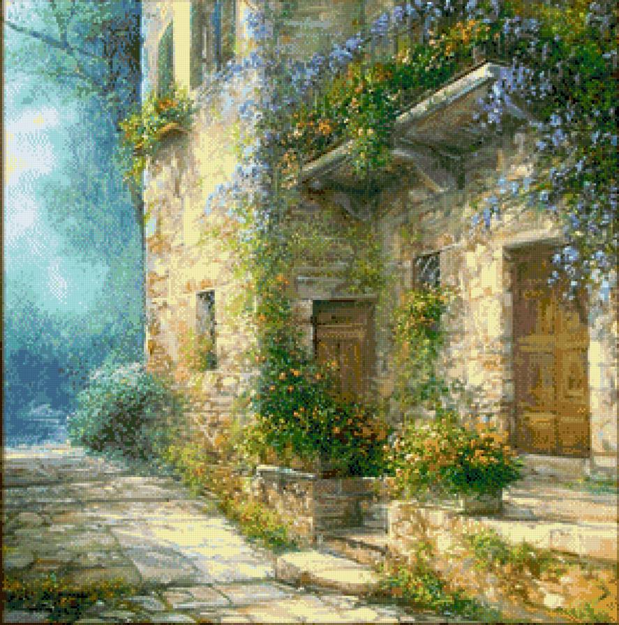 Городской дворик - город, пейзаж, дом - предпросмотр