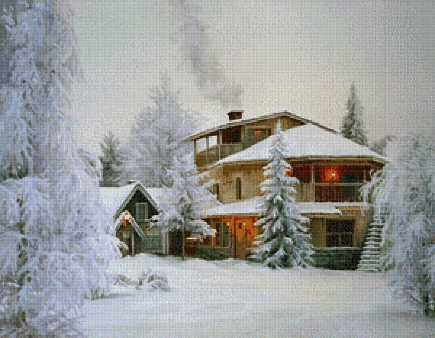 Деревенский мотив 13 - природа, зима, пейзаж - предпросмотр