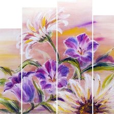 Схема вышивки «Полиптих цветы»