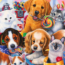 Схема вышивки «кошки и собаки»