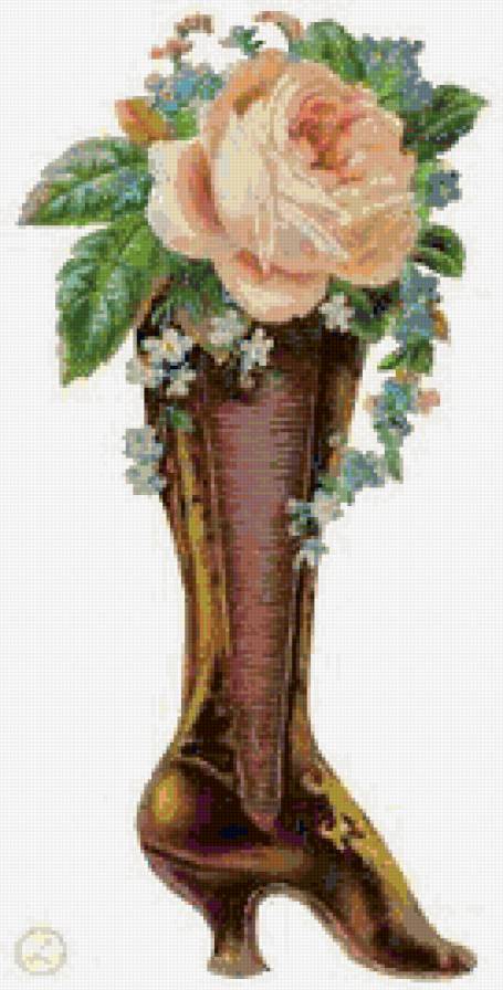 Роза в сапоге - роза, сапог, винтаж - предпросмотр