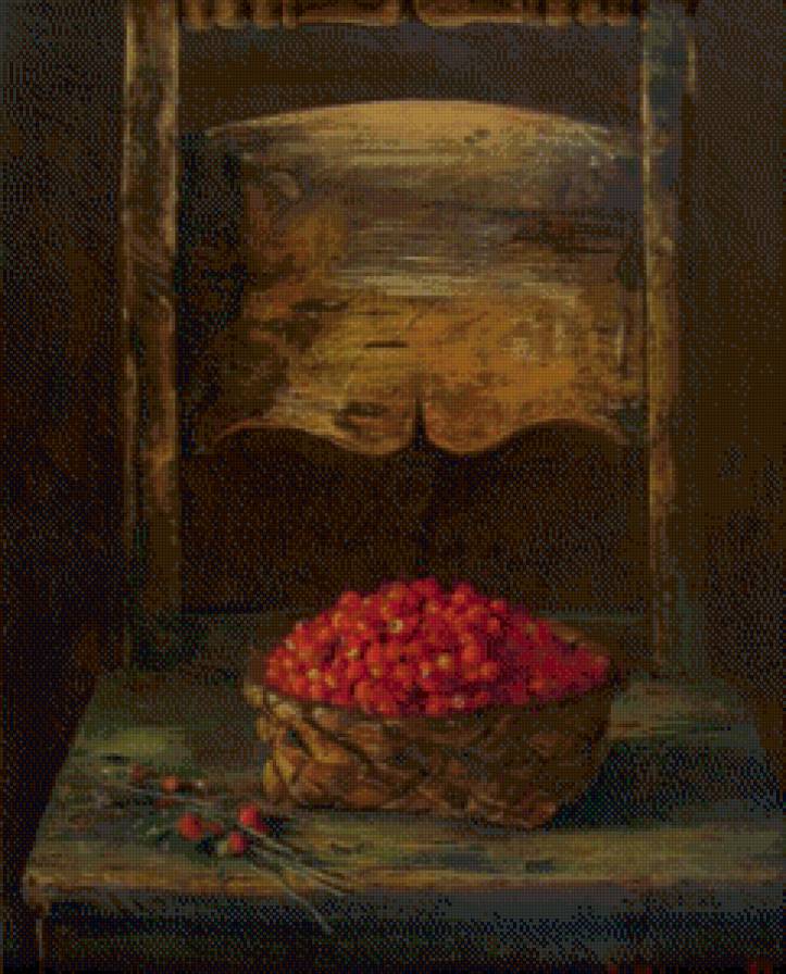 Натюрморт с земляникой. - натюрморт, картина, земляника - предпросмотр