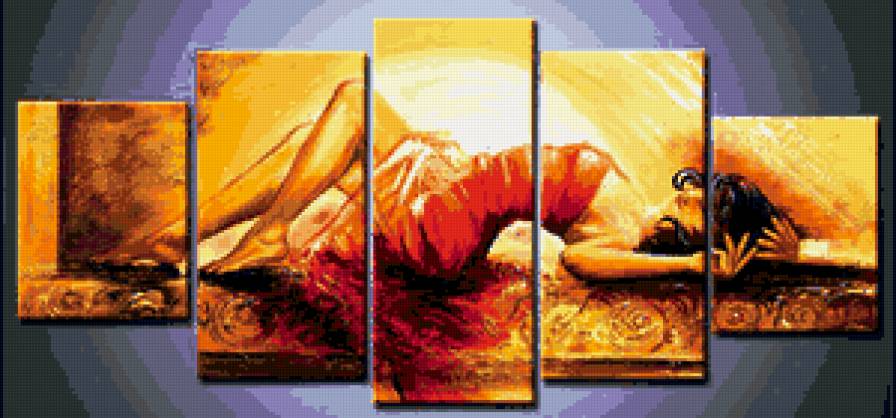 триптих "девушка" - триптих, картина, пано - предпросмотр