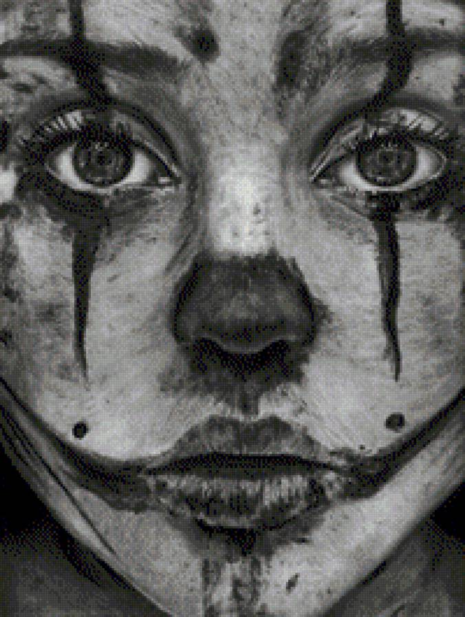 №714533 - портрет, клоун, черно-белое, арлекин - предпросмотр