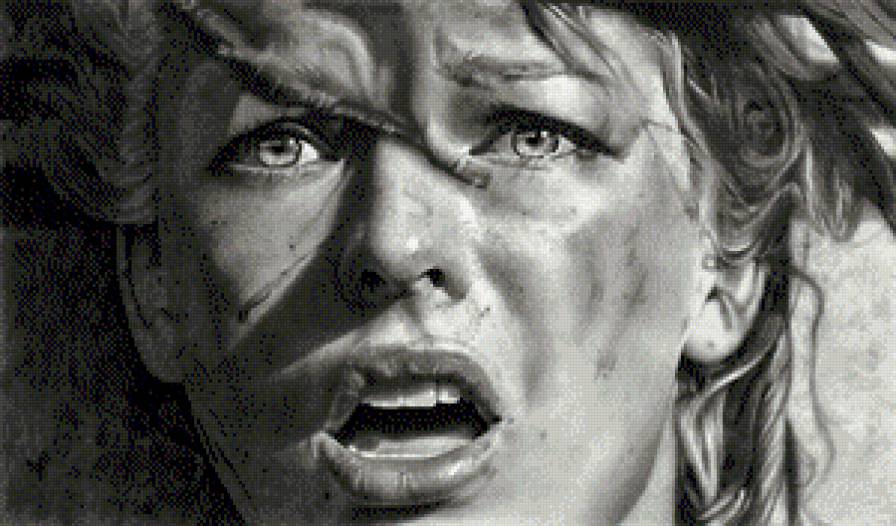 leloo - эмоции, йовович, девушка, лицо, черно-белое - предпросмотр