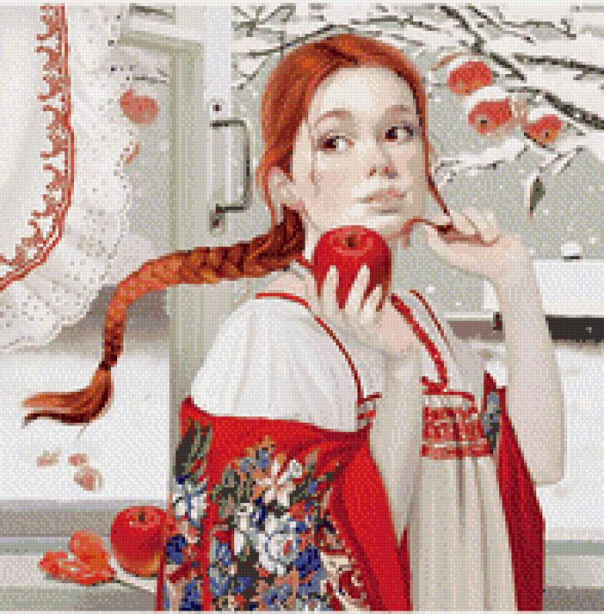 яблоко - девушка, яблоко - предпросмотр