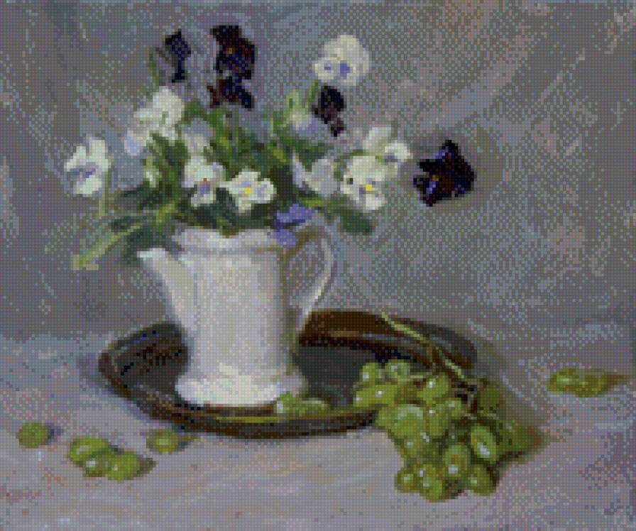 Последние анютки. - картина, анютины глазки, цветы - предпросмотр