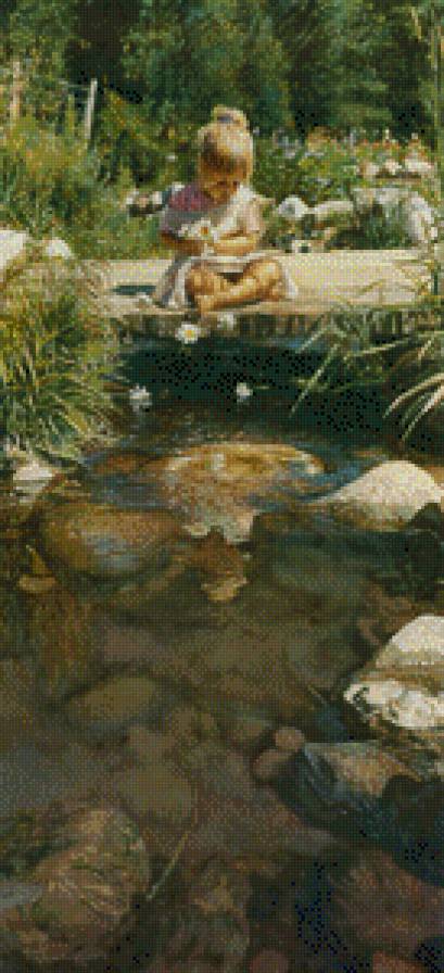 №715530 - девочка, вода, ребенок, цветы - предпросмотр