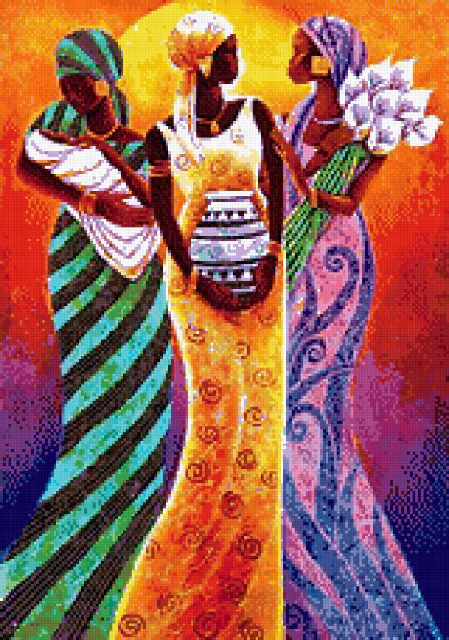 Трио - девушки, африка, этника - предпросмотр