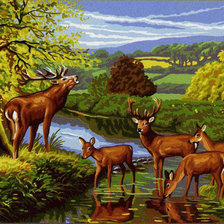 Схема вышивки «олени»