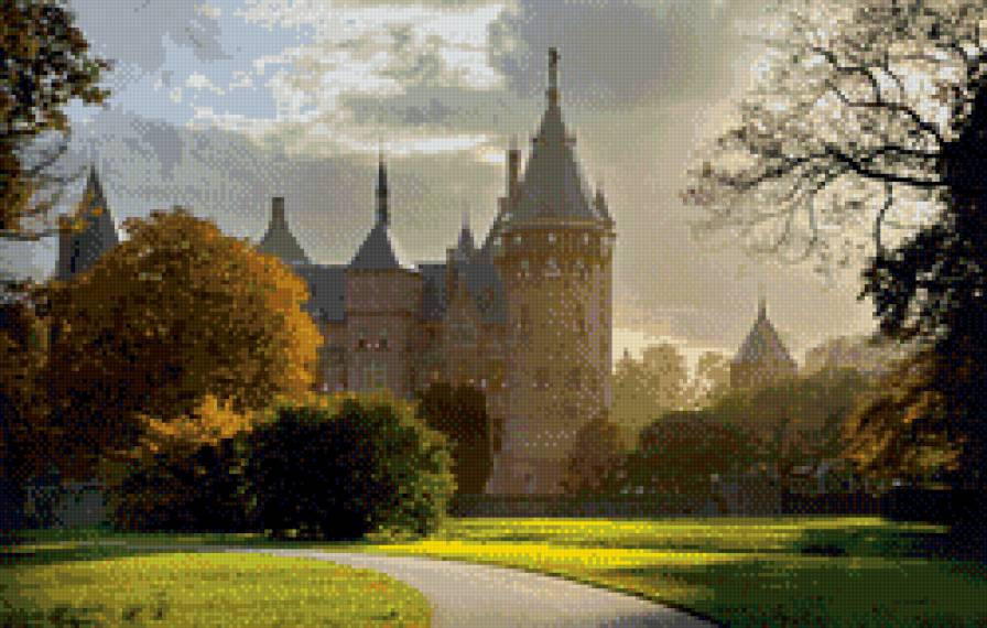 замок - деревья, дворец, пейзаж, осень - предпросмотр