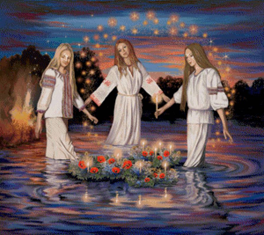 ивана купала - речка, девушки, люди, женщина, ночь, женский образ, портрет - предпросмотр