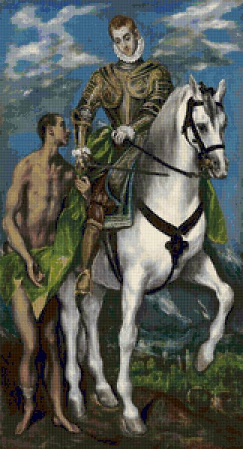 “Saint Martin and the Beggar”, 1599, El Greco - искусство, картина - предпросмотр