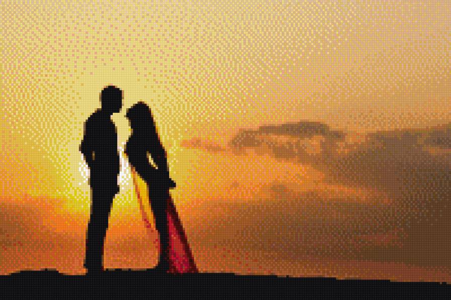 Пара на закате - пара, любовь, силуэт, романтика, закат - предпросмотр