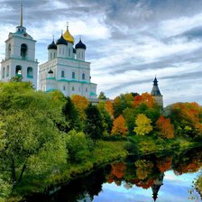 Схема вышивки «храм у реки»