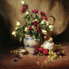 Схема вышивки «натюрморт с розами»