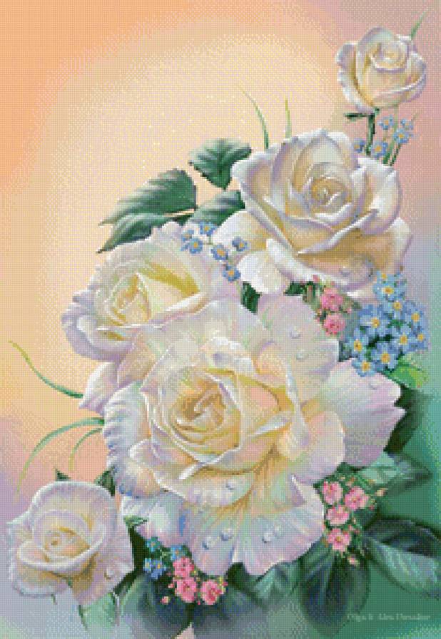 розы и незабудки - незабудки, цветы, розы - предпросмотр