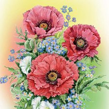 Схема вышивки «маки и незабудки»