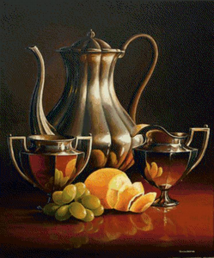 натюрморт с кувшином - натюрморт, фрукты, кувшин - предпросмотр