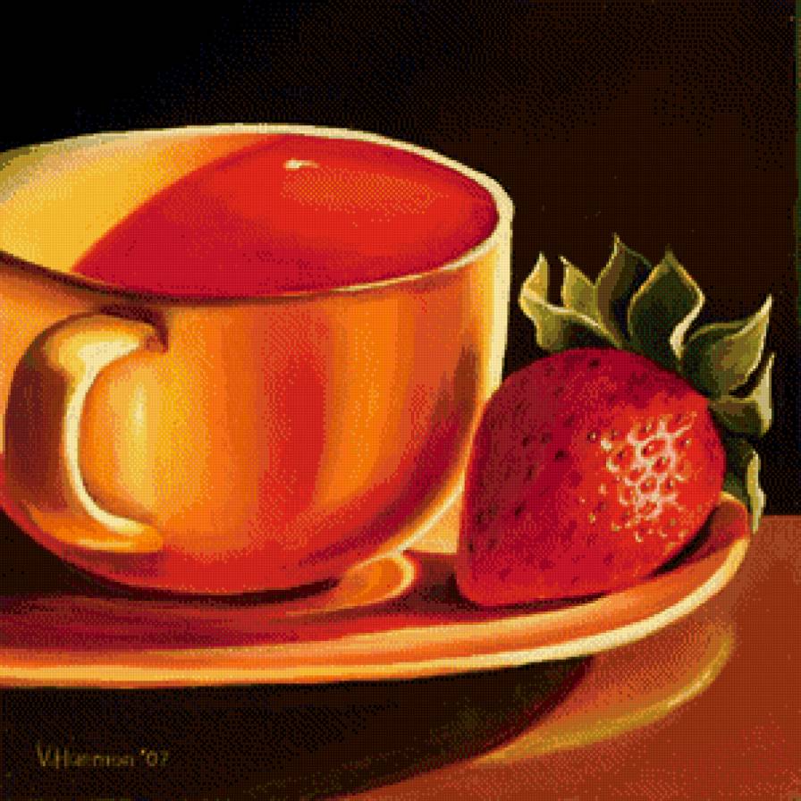 чашка с клубникой - натюрморт, клубника, чашка, ягоды - предпросмотр