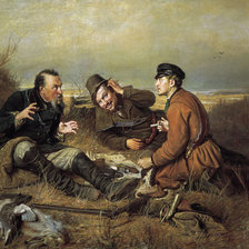 Схема вышивки «охотники на привале»