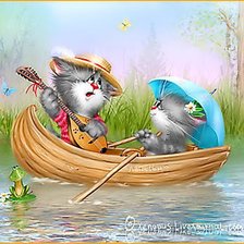 Схема вышивки «котики в лодке»