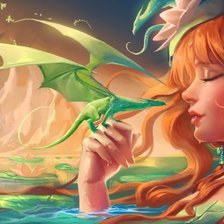 Схема вышивки «девушка и дракончик»