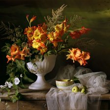 Схема вышивки «натюрморт с гладиолусами»