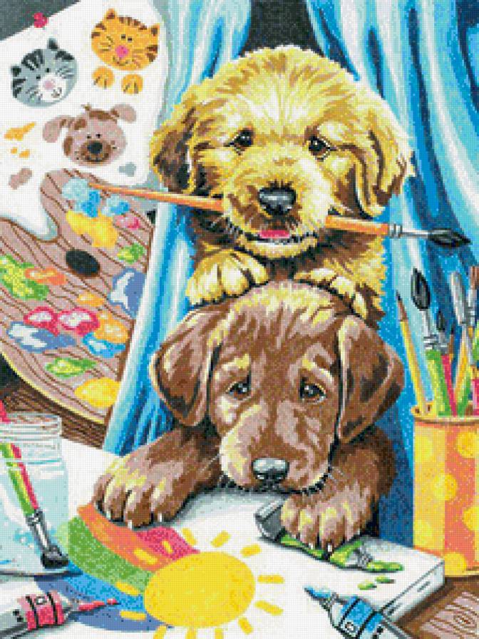 Юные художники - животные, кошки, собаки - предпросмотр