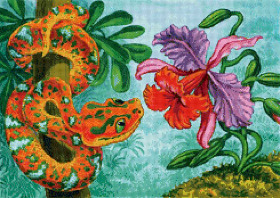 змеючка - детское, цветы, детям, змея, мультяшки, сказка - предпросмотр