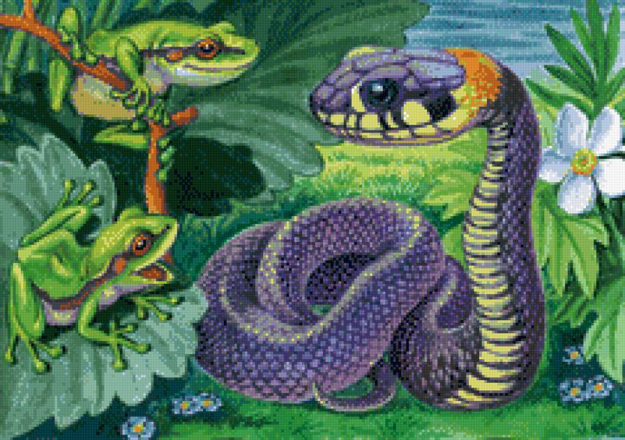 змейка - лягушки, лягушка, детям, детское, змея, сказка, мультяшки - предпросмотр