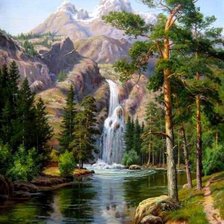 Схема вышивки «Горный водопад м»