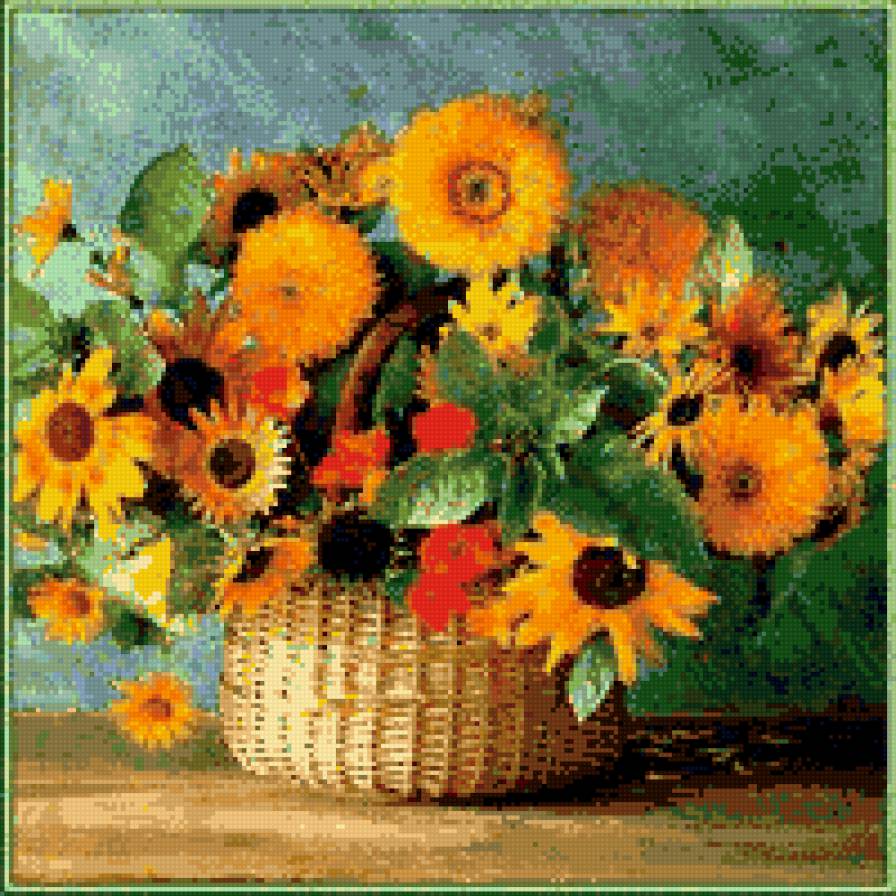 букет в корзине - букет, подсолнухи - предпросмотр