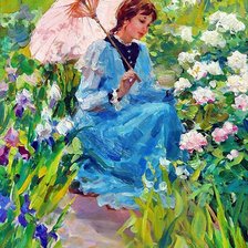 Схема вышивки «Дама с зонтом»