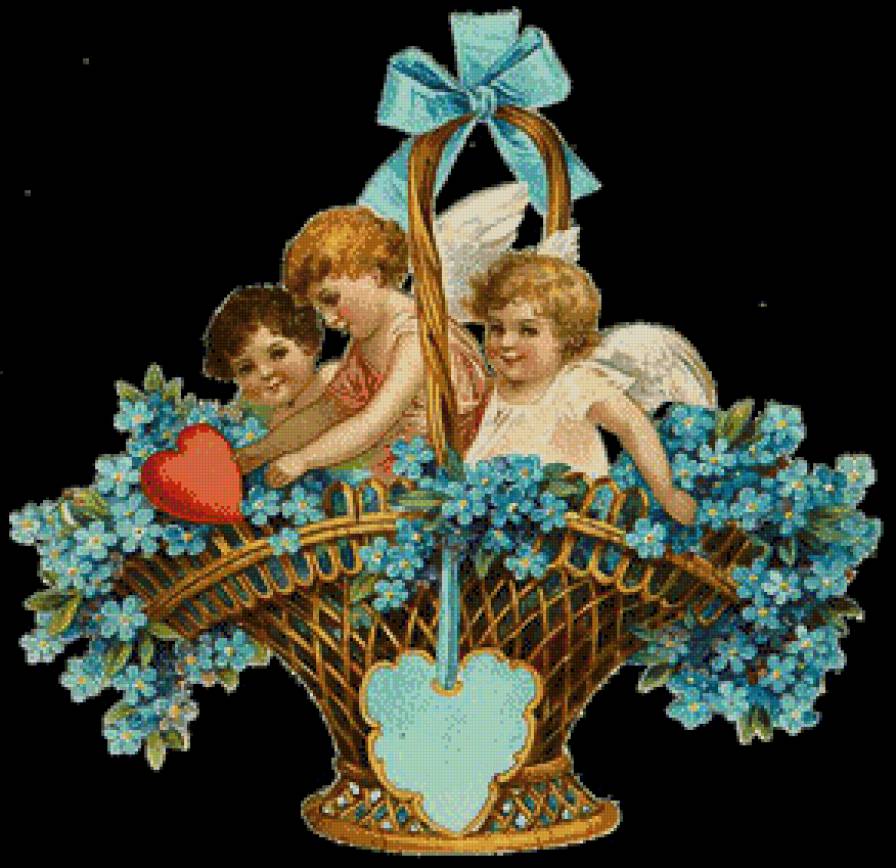 Ангелочки в корзине - предпросмотр