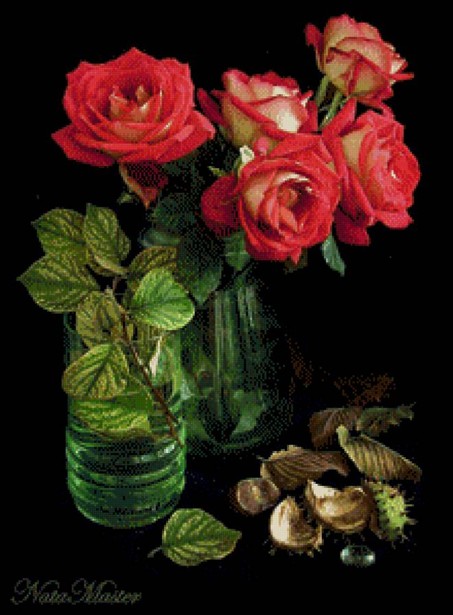 Натюрморт с розами - предпросмотр