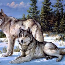 Схема вышивки «волки»