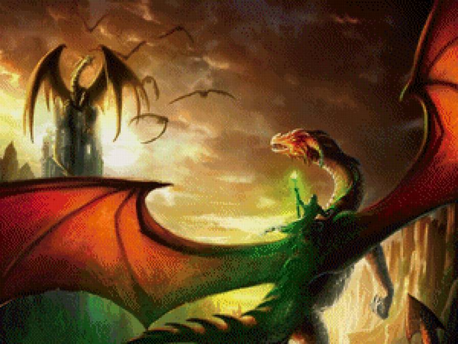 Дракон и наездник - драконы, фэнтези - предпросмотр