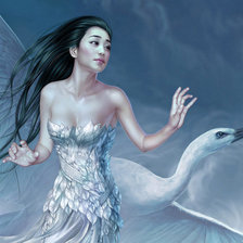 Схема вышивки «Девушка и цапля»