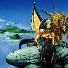 Схема вышивки «Девушка и дракон»