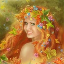 Схема вышивки «Девушка осень»