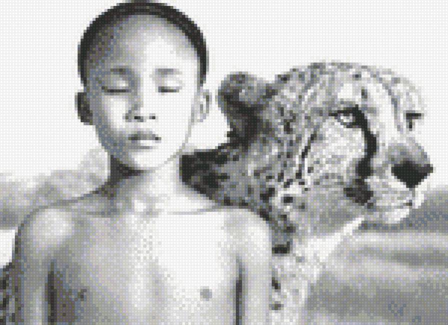 Мальчик и лео - мозаика - предпросмотр