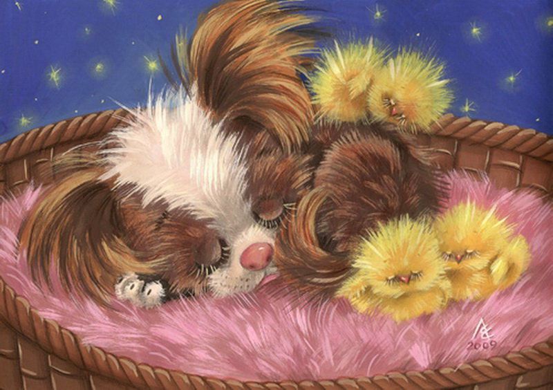 Сон - ночь, цыплята, щенок - оригинал