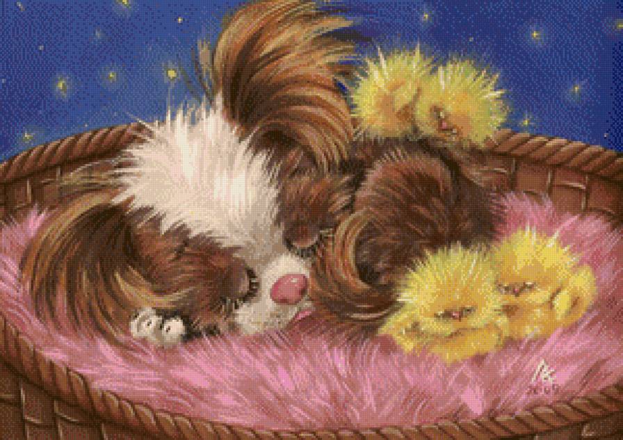 Сон - щенок, ночь, цыплята - предпросмотр