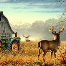 Схема вышивки «осень и олени»