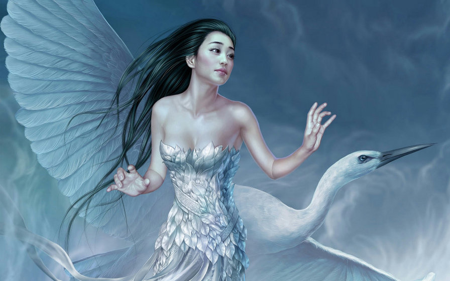 душа моя ты улетаешь - фэнтези, птицы, девушка - оригинал