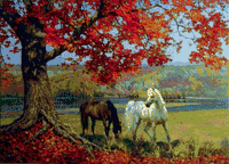 Лошади - лошади, пейзаж - предпросмотр