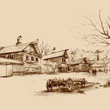 Схема вышивки «Деревня»