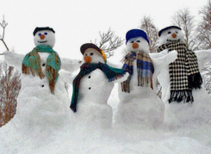 Снеговики - зима, рождество - предпросмотр